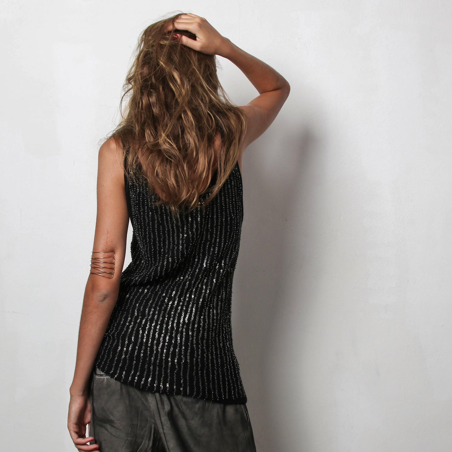 Ribbed sequin Tank in Knit